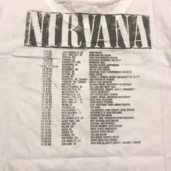 SOLD OUT White Nirvana Vintage Concert Band Graphic T-Shirt - Picture 5 of 6